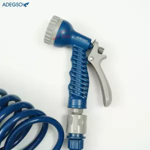 TUYAU D'ARROSAGE SPIRAL 7.5M AVEC RACCORD & PISTOLET ADEGSO