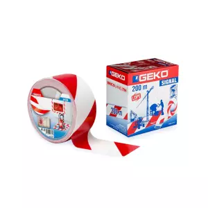 Ruban signalisation rouge et blanc geko 200m 