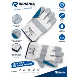 Gants de protection RENANIA en cuir renforcé